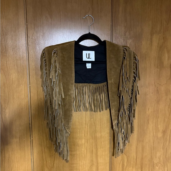 Understated Leather Wide Eyes Suede Fringe Collar - Picture 2 of 4